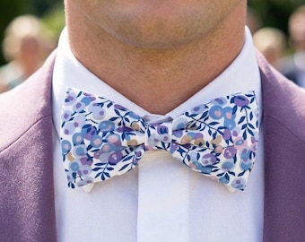 Liberty Wiltshire lilac flower bow tie for men, children, and babies