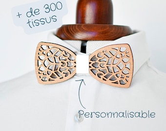 Personalized openwork wooden bow tie