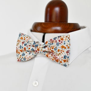 Liberty Phoebe rust terracotta bow tie with small flowers for men, children and babies