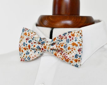 Liberty Phoebe bow tie rust terracotta small flowers man child baby