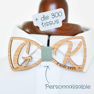 Personalized wooden bow tie with initials