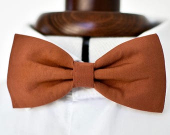 Plain terracotta brown bow tie for men, teenagers, children, babies