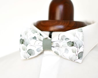 Two-tone eucalyptus and sage green bow tie for men, adults, teens, children, and babies, adjustable