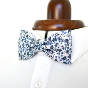 Liberty Phoebe blue and white floral bow tie for men, children, and babies