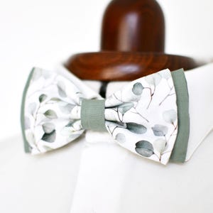 Eucalyptus and sage green double bow tie for men, children, and babies