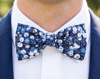 Liberty blue Wiltshire floral bow tie for men, children, and babies