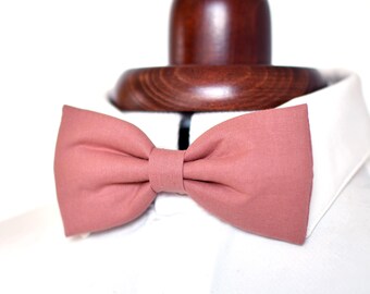 Plain pink terracotta bow tie for men, children, and babies