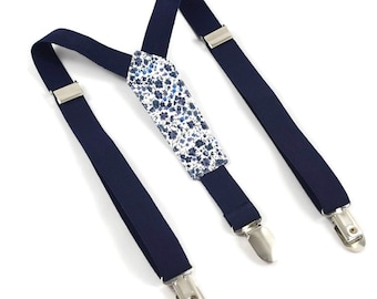 Phoebe blue suspenders with small flowers