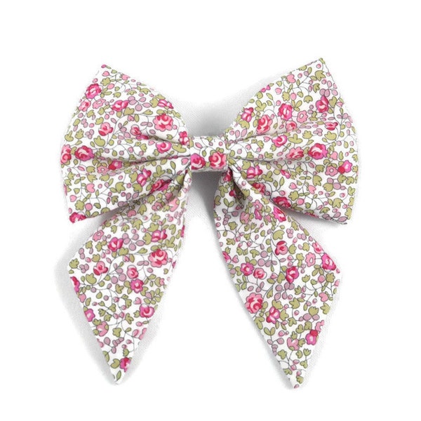 Barrette gros noeud enfant Liberty Eloise rose fleurs