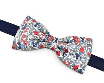 Bow tie / Pocket square / Liberty blue red cufflinks Emilias Flowers small flowers for men, children and babies