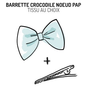Children&#39;s hair clip crocodile barrette with Liberty bow tie or other fabric of your choice