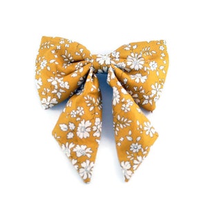 Liberty Capel children&#39;s large bow barrette in mustard yellow flowers