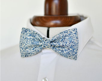Liberty bow tie Katie and Millie blue small flowers man child baby