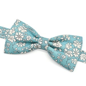Liberty green bow tie Capel Sea Green flowers for men, children, babies