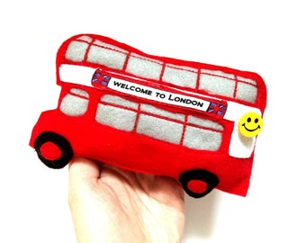 Broche - « Bus Stop » - London Routemaster - En tissu/Feutrine