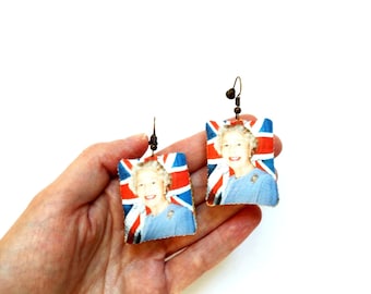 Boucles d'oreilles - « Queen Elizabeth II » - Royal Family - En tissu