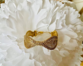 Vintage spirit mesh gold bracelet, fine gold jewelry for women, fine gold bracelet