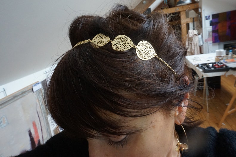 Headband doré, bijou de tête pour mariée