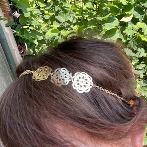 Golden headband, wedding head jewel, headband jewel, headband prints gold flowers, golden hairstyle accessory, bridesmaid