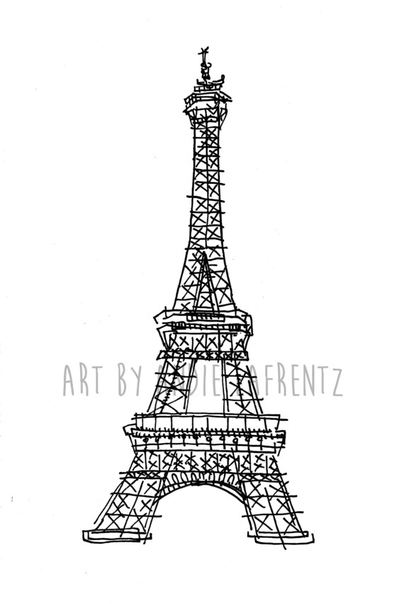 Hand gezeichnet Eiffelturm Paris Illustration | Etsy