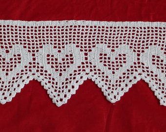 Rideau dentelle, Rideau crochet,  Rideau vintage, Rideau coeur,  Rideau, Brise bise, dentelle crochet, dentelle, crochet, fenêtre, vintage