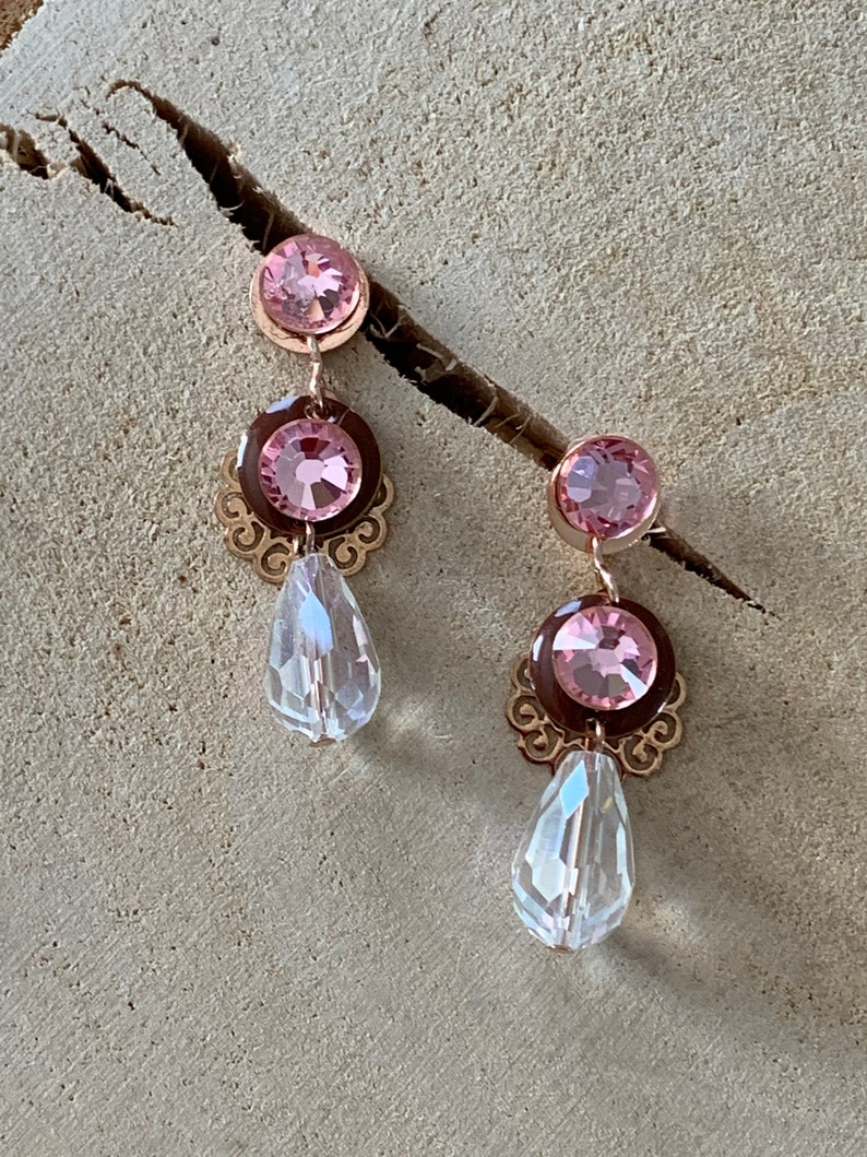 pink and gold earrings