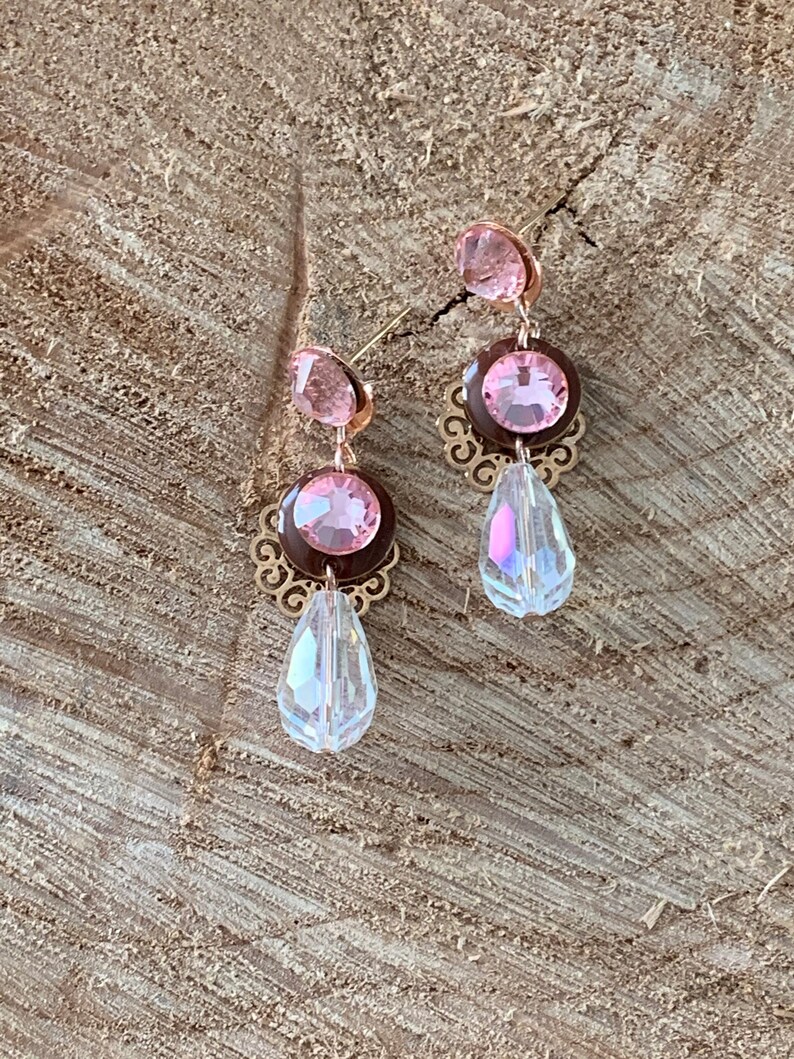 pink and gold earrings