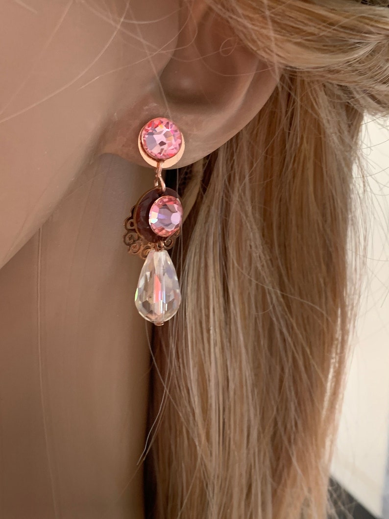 pink and gold earrings