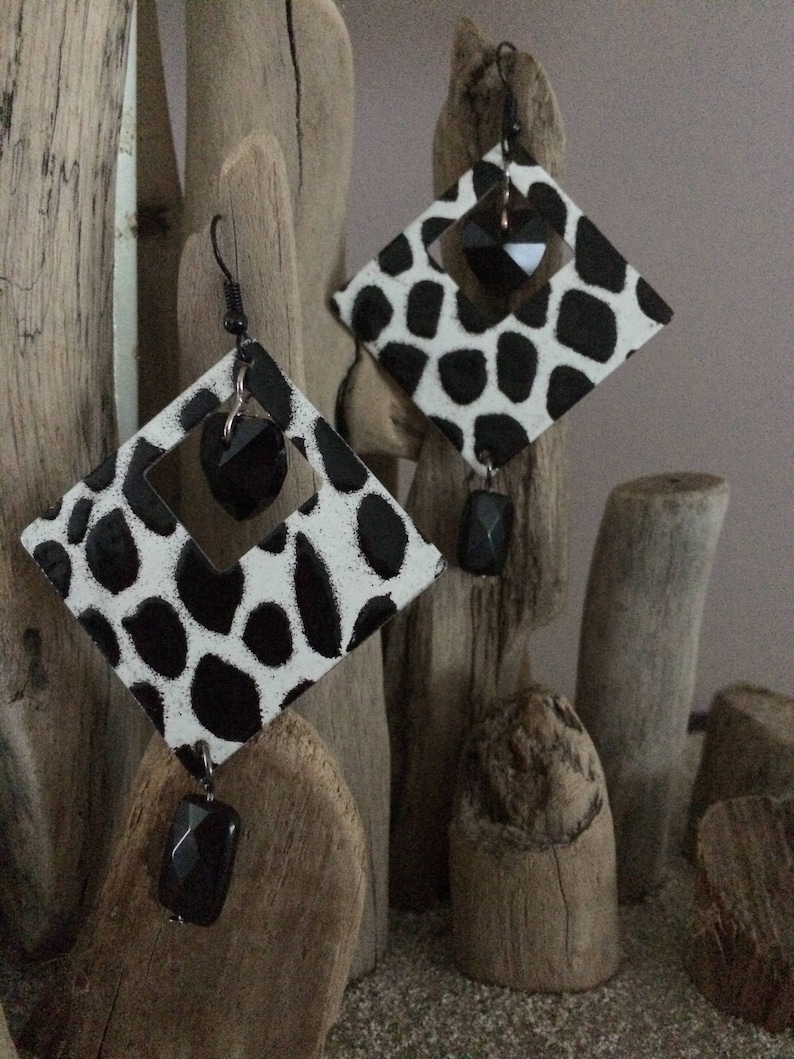 black and white pierced earrings