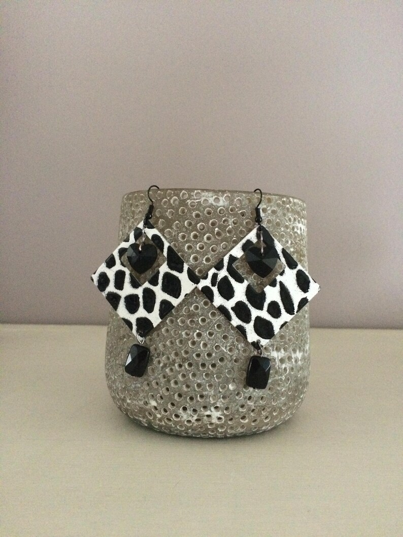 black and white pierced earrings