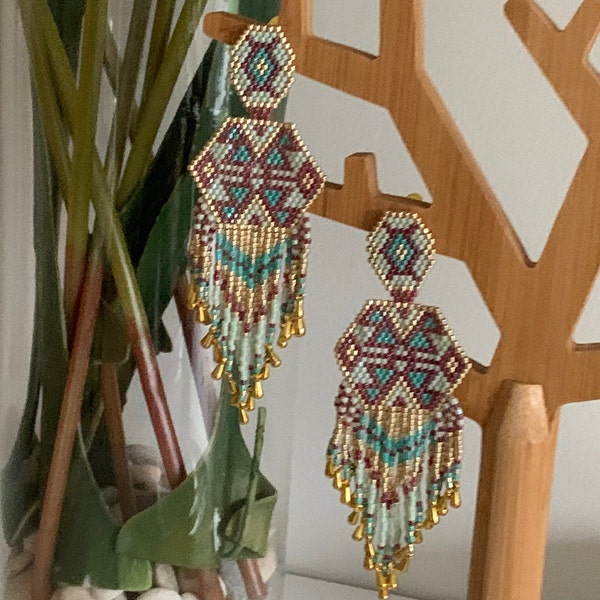 boucles d'oreilles clips tissées tons pastel