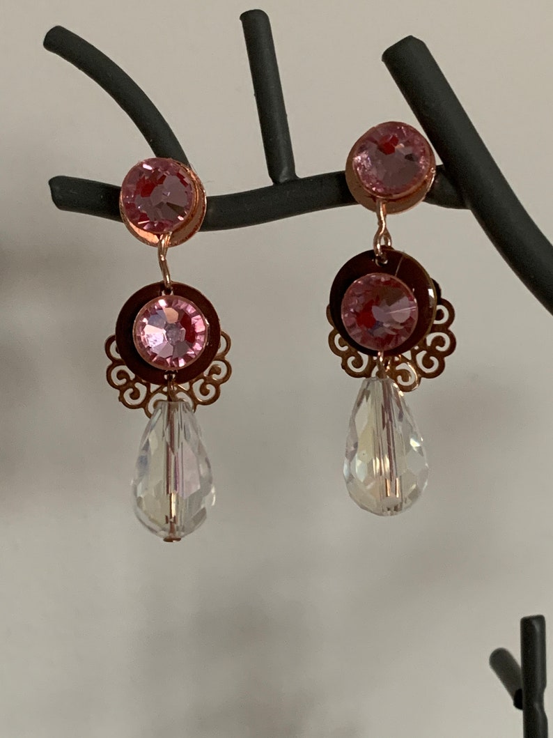 pink and gold earrings