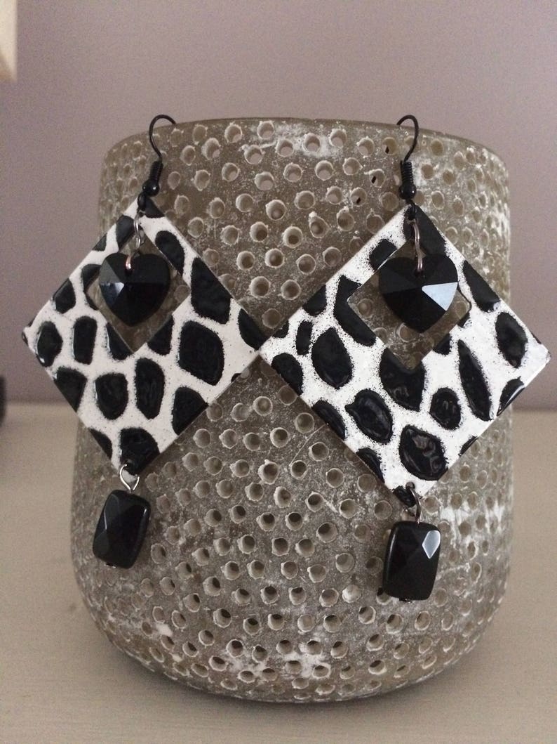 black and white pierced earrings