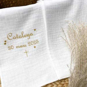 Christening scarf, embroidered, personalized, name, date, color, angel, fabric, christening child