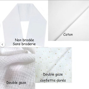 Écharpe de baptême brodée personnalisée coton double gaze croix colombe coeur livraison gratuite image 9