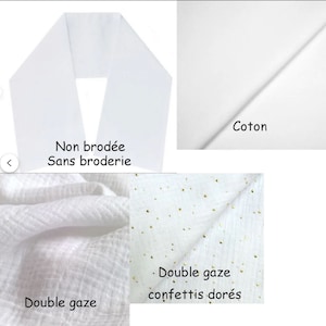 Écharpe de baptême brodée personnalisée en coton double gaze satin bijou croix livraison gratuite image 9