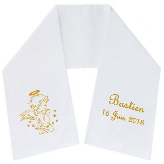 Christening Scarf Embroidered Personalized Name Date - Etsy Sweden