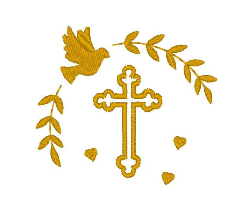 Écharpe de baptême brodée personnalisée coton double gaze croix colombe coeur livraison gratuite avec les coeurs