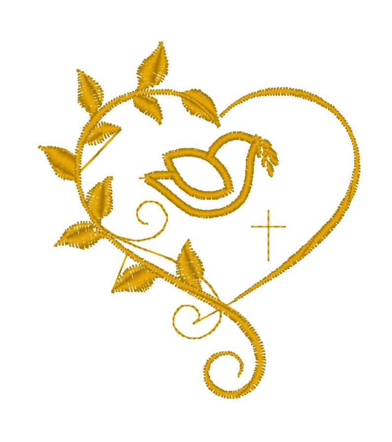 Écharpe de baptême brodée personnalisée coton double gaze croix colombe coeur livraison gratuite Grand coeur colombe