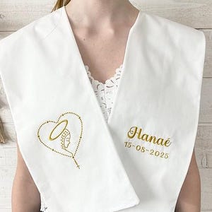 Christening scarf, embroidered, personalized, name, date, color, angel, fabric, christening child