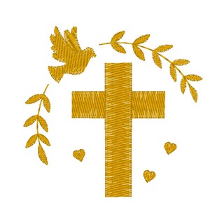 Écharpe de baptême brodée personnalisée coton double gaze croix colombe coeur livraison gratuite Colombe croix coeur