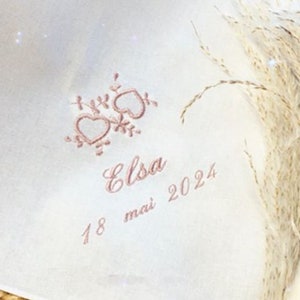 Christening scarf, embroidered, personalized, name, date, color, angel, fabric, christening child