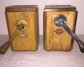 2 Cafe Mill from German firm Leinbrocks Jdeal model no. 1200 and 1220. Antique Coffee Grinder. Old Coffee Mill