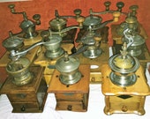 11 Mill of coffee of the firms Leinbrocks Jdeal, KYM (Kissing Möllmann) and Peter Dienes (PeDe). Antique Coffee Grinder. Old Coffee Mill