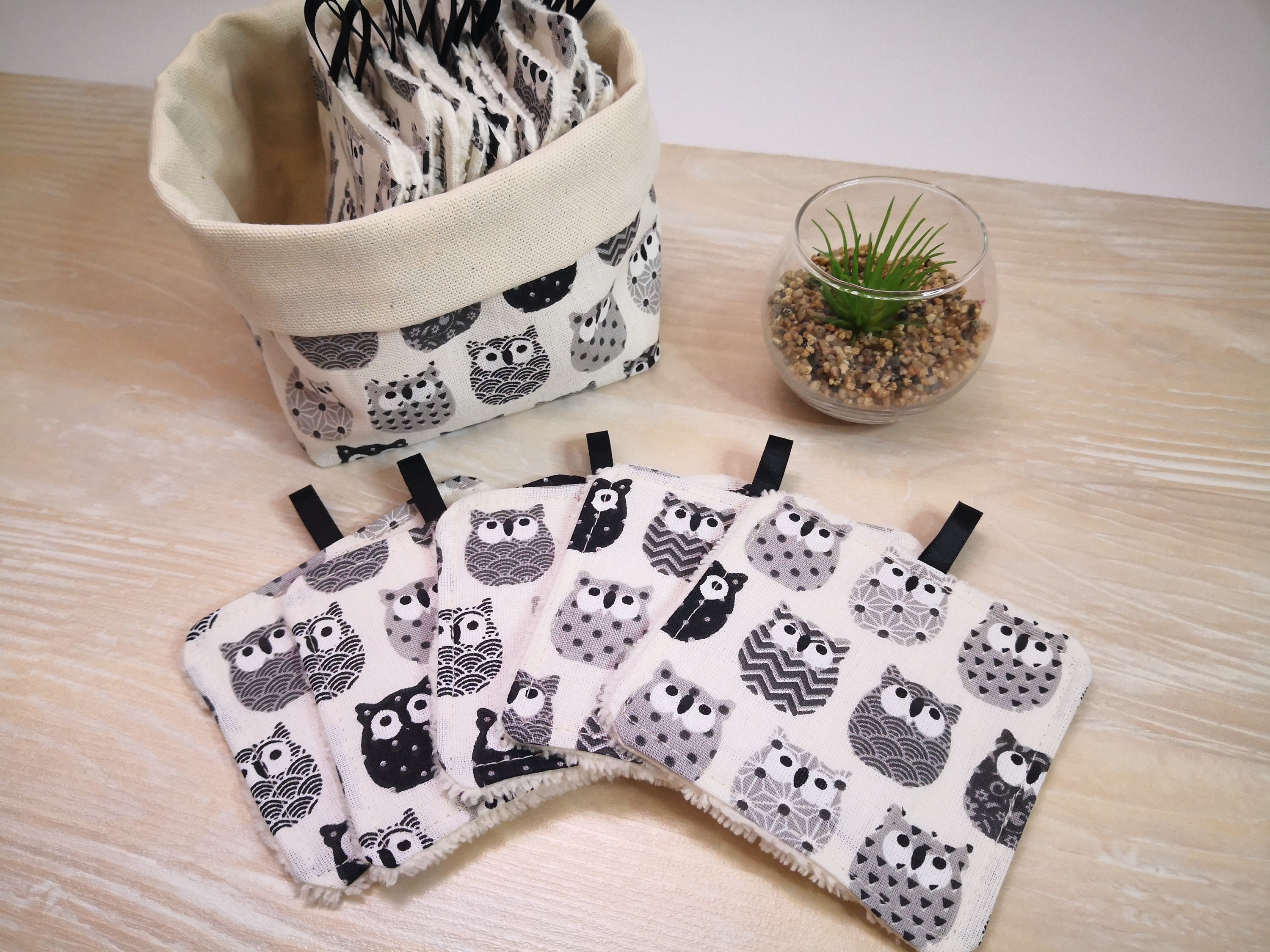 Lot De 4 Lingettes Démaquillantes Lavables En Bambou Pour Bébé Fille - Animaux Mignons - Neuf Made In France