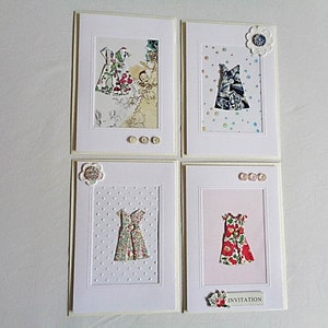 Cartes toutes occasions, faites main, robes origami en liberty. Enveloppes fournies
