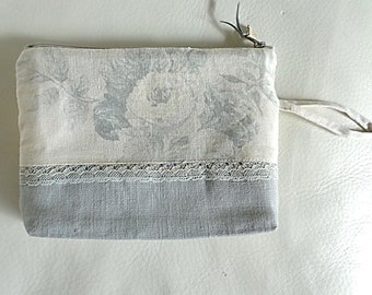 Pochette à tout en lin et lin imprimé