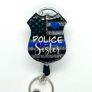 Police Officer Badge Reel, Thin Blue Line Badge Reel, Police ID