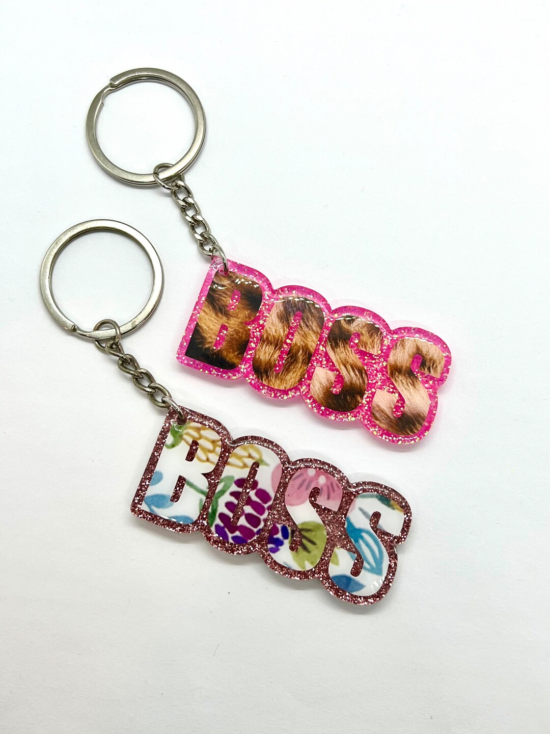 Boss Keychain Glitter Keychain With Word Purse Charm Backpack Charm Etsy