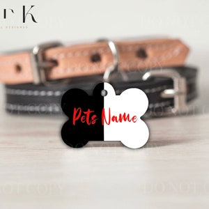 Black and White Pet ID Tag | Dog Tags | Cat Tags | Multiple Shapes | Metal Pet Tags